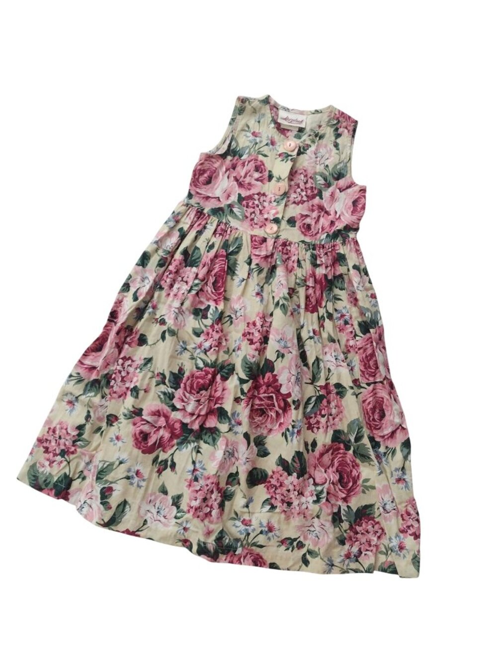 Vtg 90s Girls Floral Summer Dress 6 6X Cottagecore Rose Storybook Heirlooms Maxi